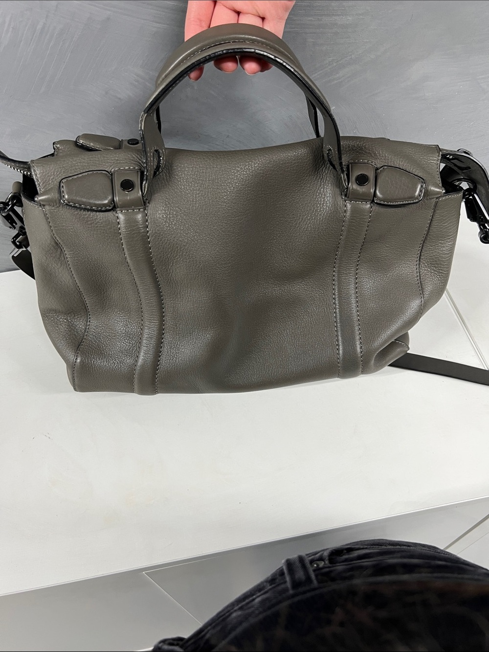 Rag & Bone Leather Crossbody Satchel in Olive Gray - Picture 5 of 16